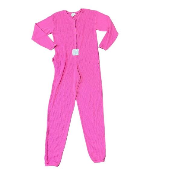 Vintage Victoria's Secret One Piece Pajamas Long Johns Pink Womens Small - Picture 1 of 5